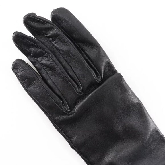 HERMES Glove gloves black lambskin/Satin Women - Picture 5 of 7